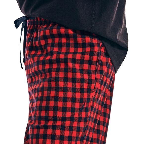 Nautica Men's Red/Black Checkered Fleece Classic Comfort Pajamas Pants Size L - Picture 3 of 4